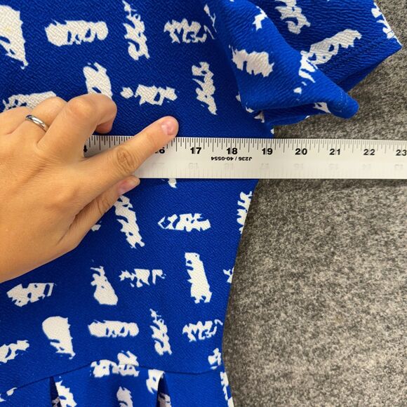 LulaRoe Dress Women XL Blue Geometric Sheath Midi Zipper Short Sleeve Casual - Picture 5 of 7